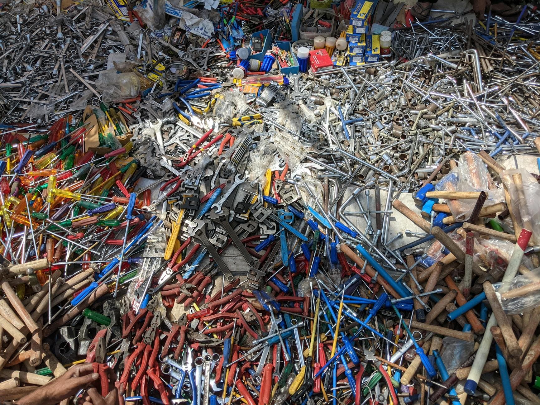 Wall of hand tools in a hardware store